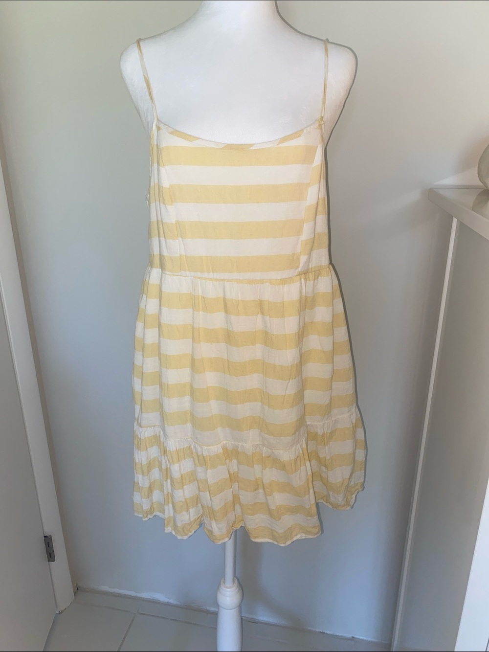 Altar'd State Yellow and White Striped Mini Sundress